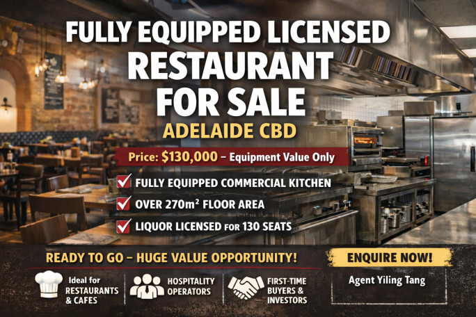 Fully Equipped Commercial Kitchen for Sale Adelaide