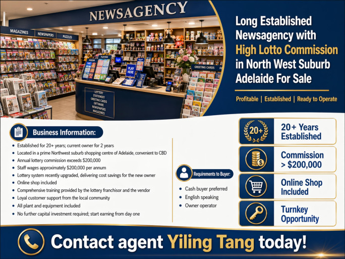 Newsagency with Lotto Commission  for Sale Adelaide