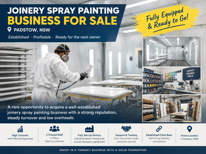 Joinery Spray Painting Business for Sale Padstow