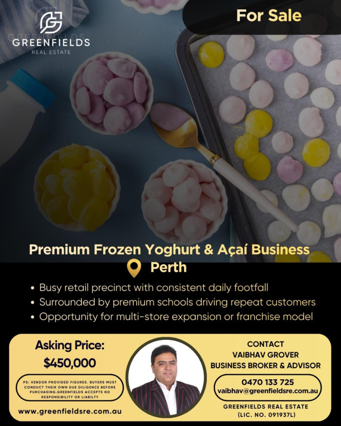 Frozen Yoghurt & Acai Business for Sale Perth 